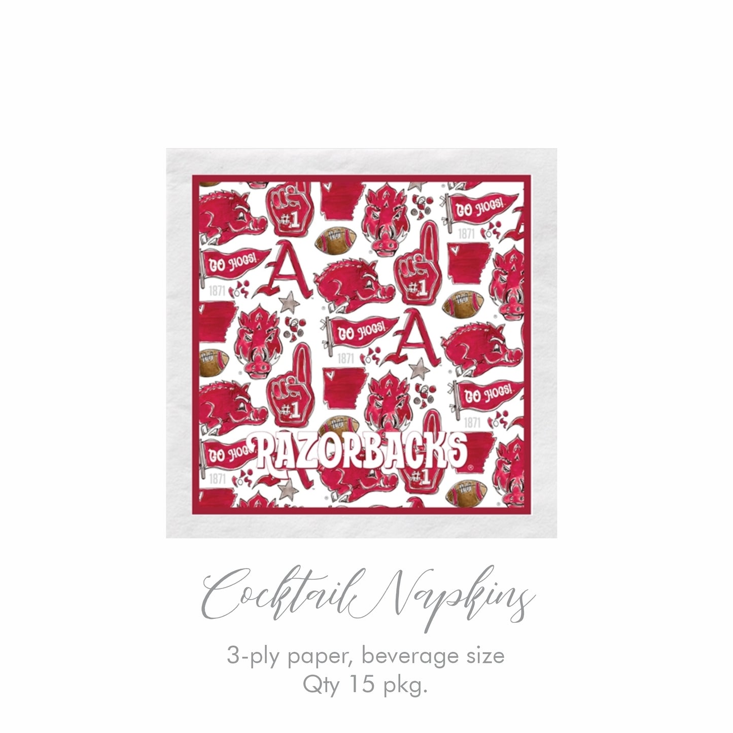 Arkansas Razorback Cocktail Napkins