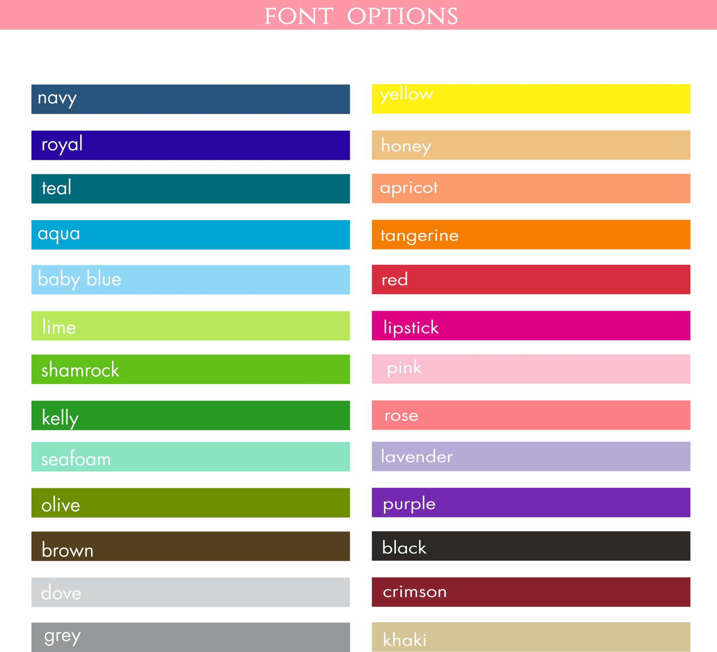 Rhonda Neal Shoppe Color Options