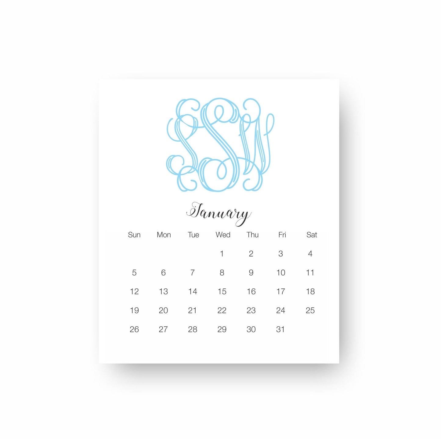 Monogrammed Desk Calendar 2024-25