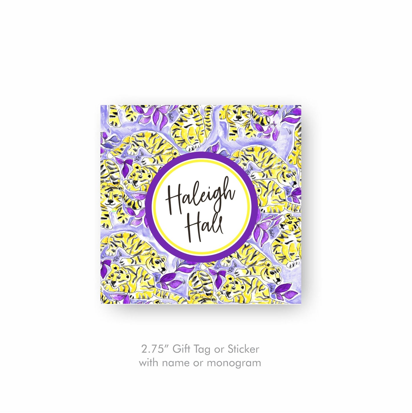 Tiger Notecards, Purple & Gold
