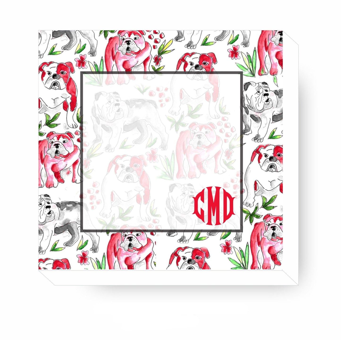 Bulldog Notecards, Red & Black