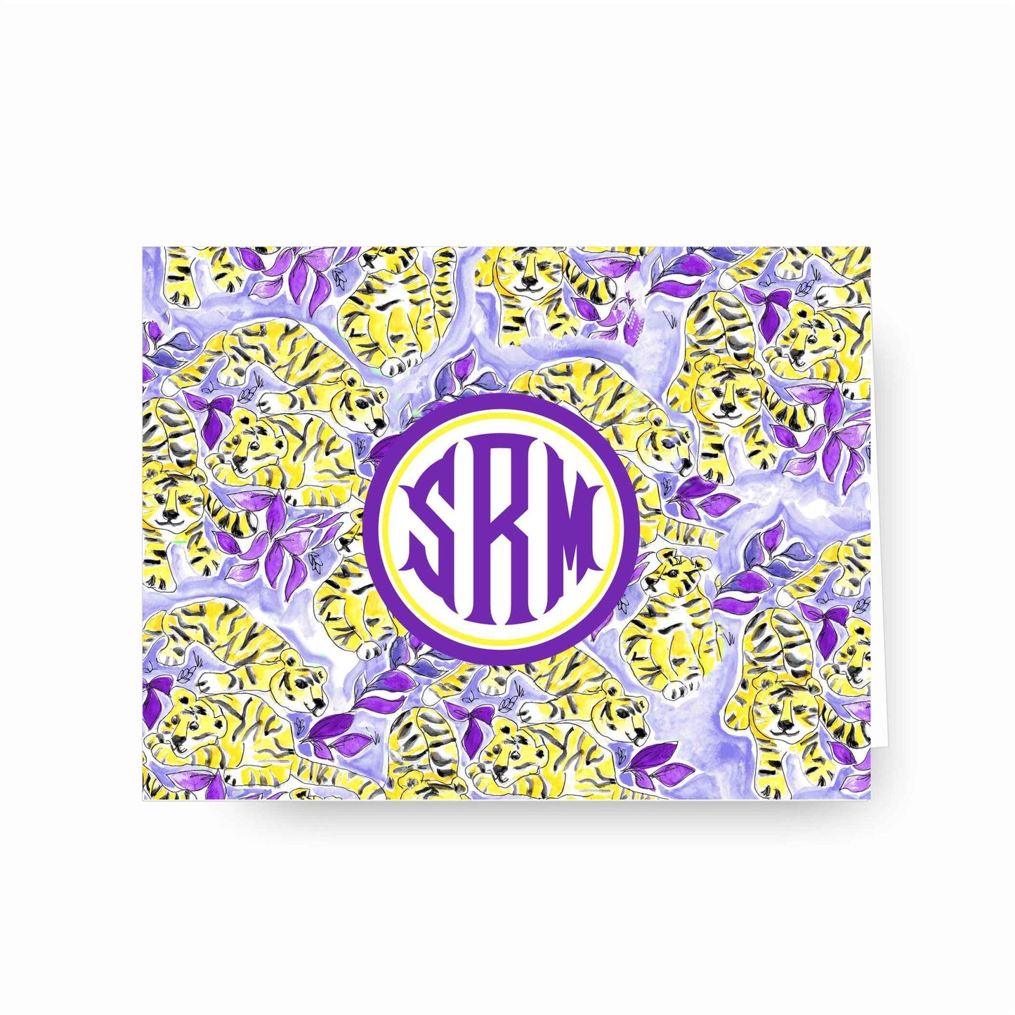 Tiger Notecards, Purple & Gold