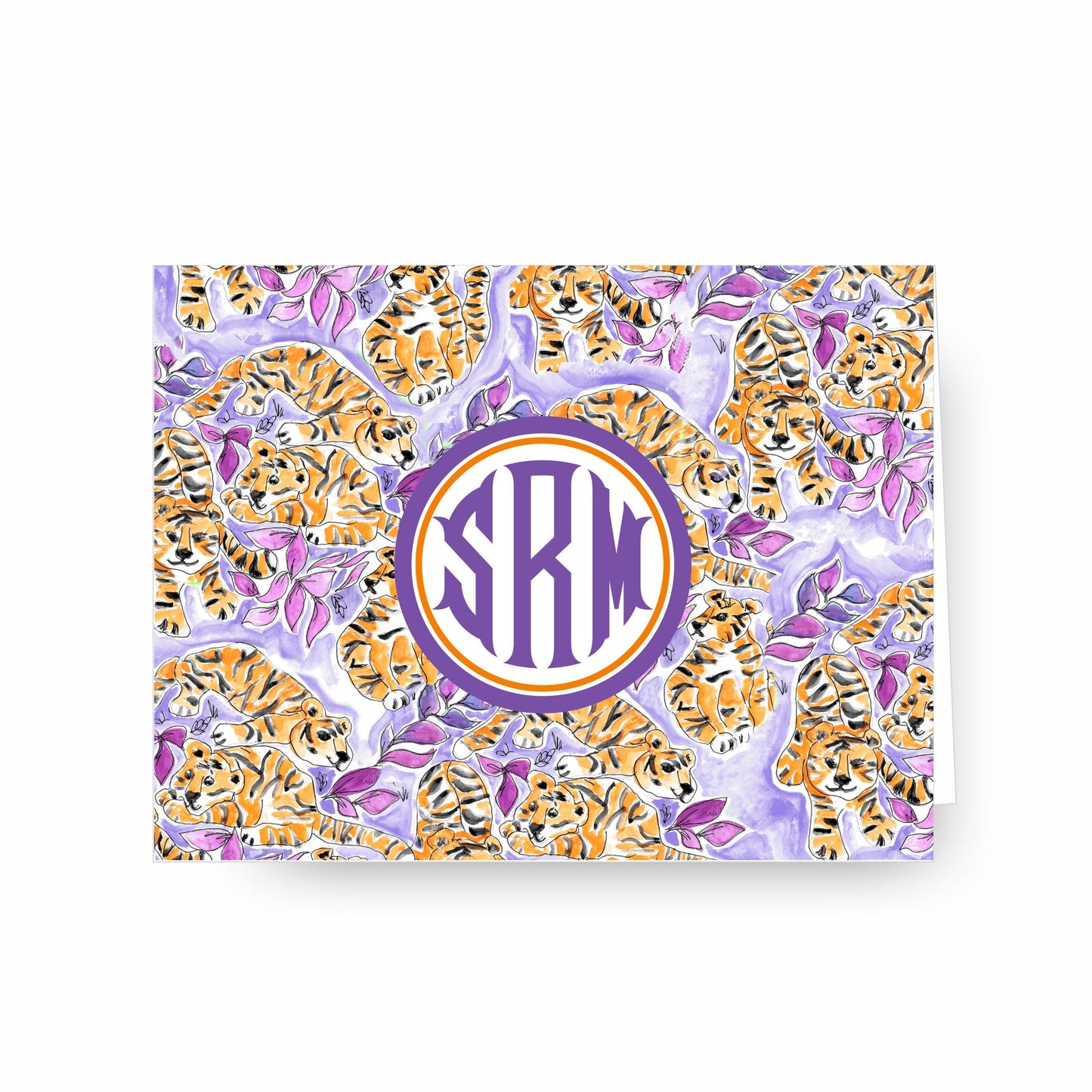 Tiger Notecards, Purple & Orange
