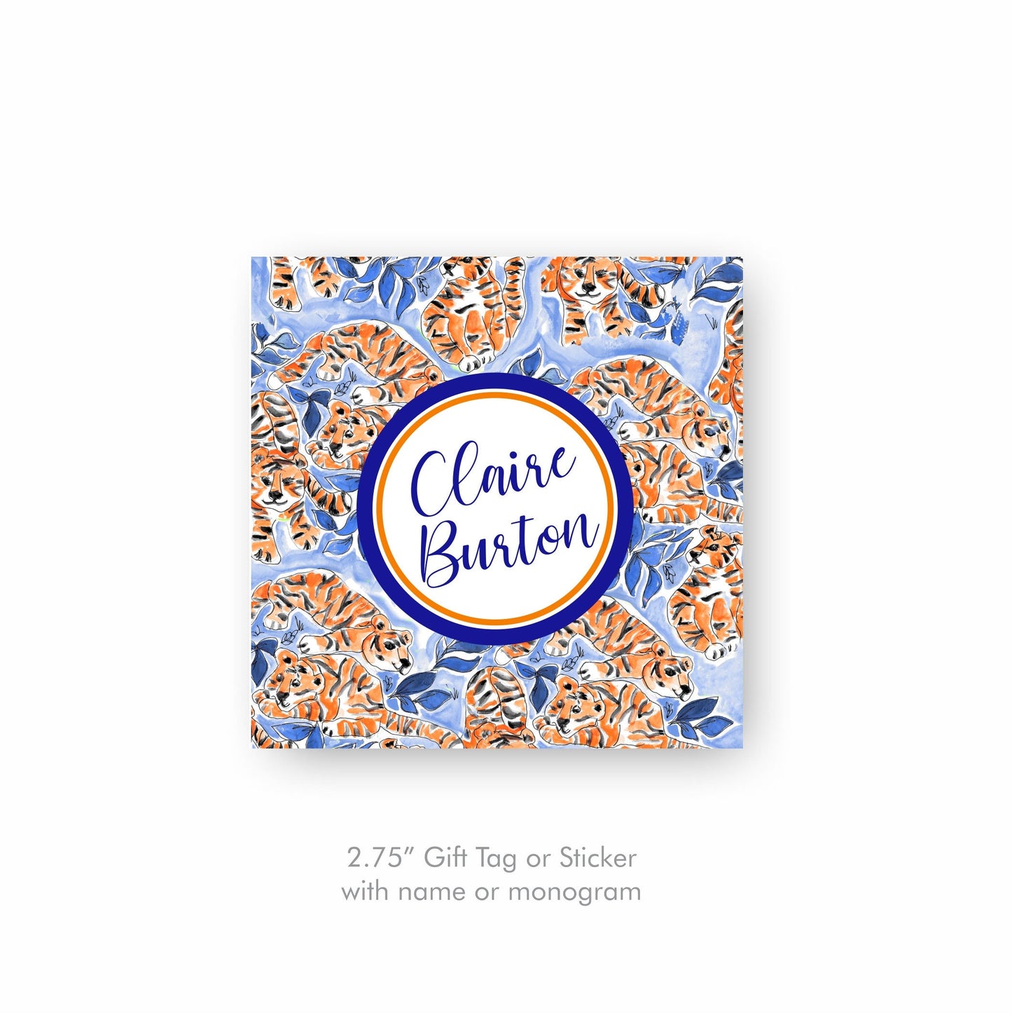 Tiger Notecards, Orange & Blue