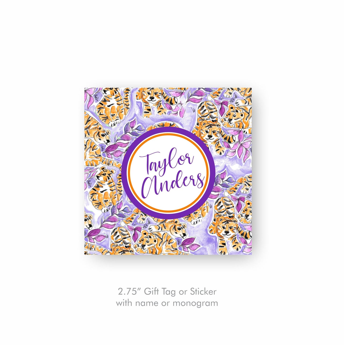 Tiger Notecards, Purple & Orange
