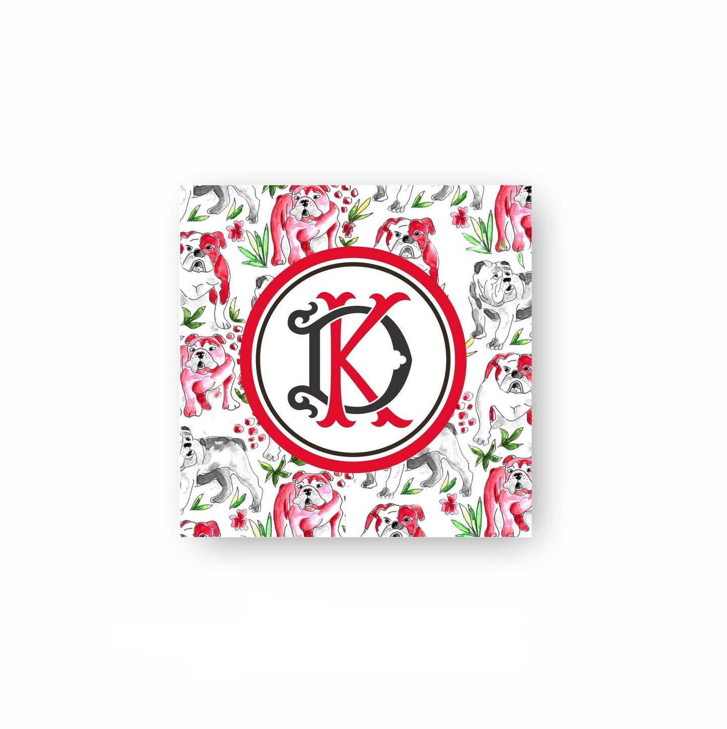 Bulldog Notecards, Red & Black