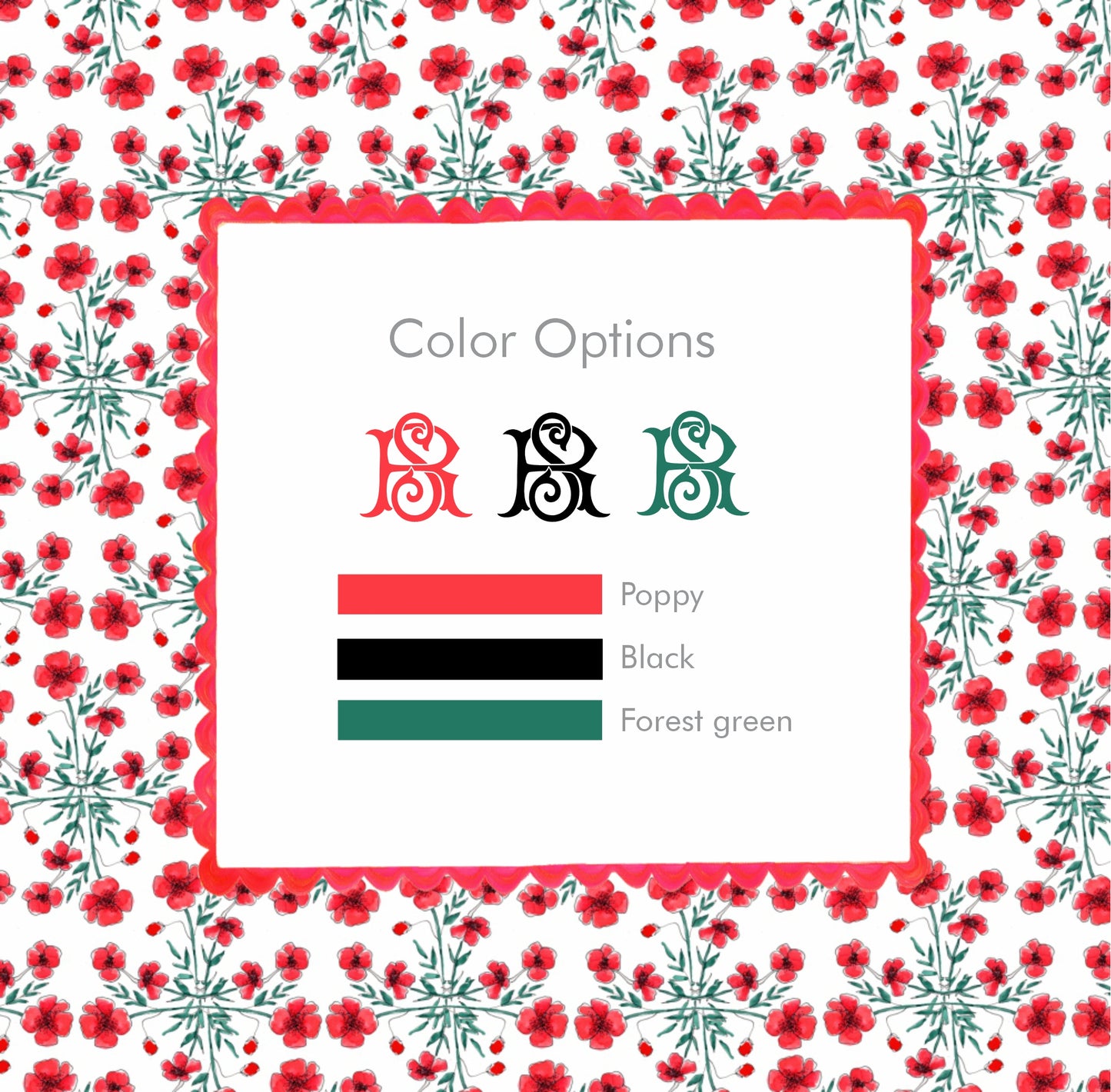 Poppy Monogram Stationery Set