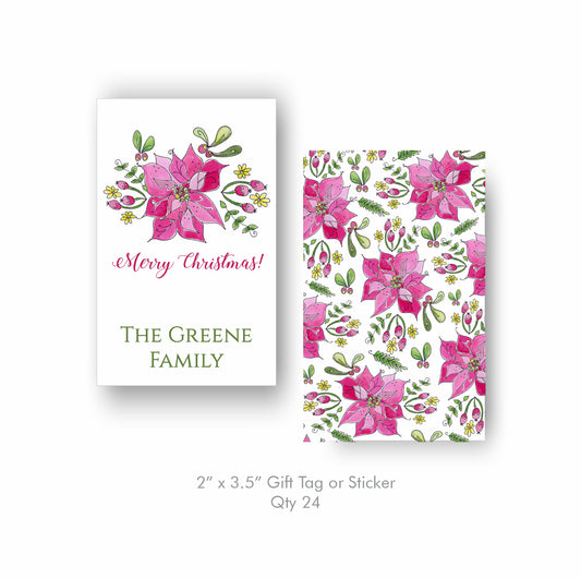 Poinsettia Holly Gift Tag