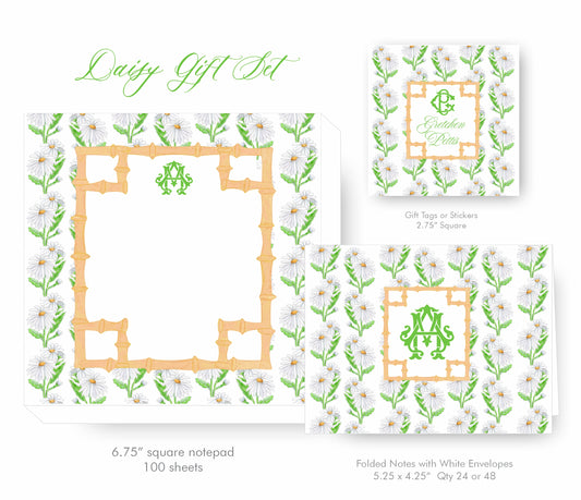 Daisy Monogram Stationery Set