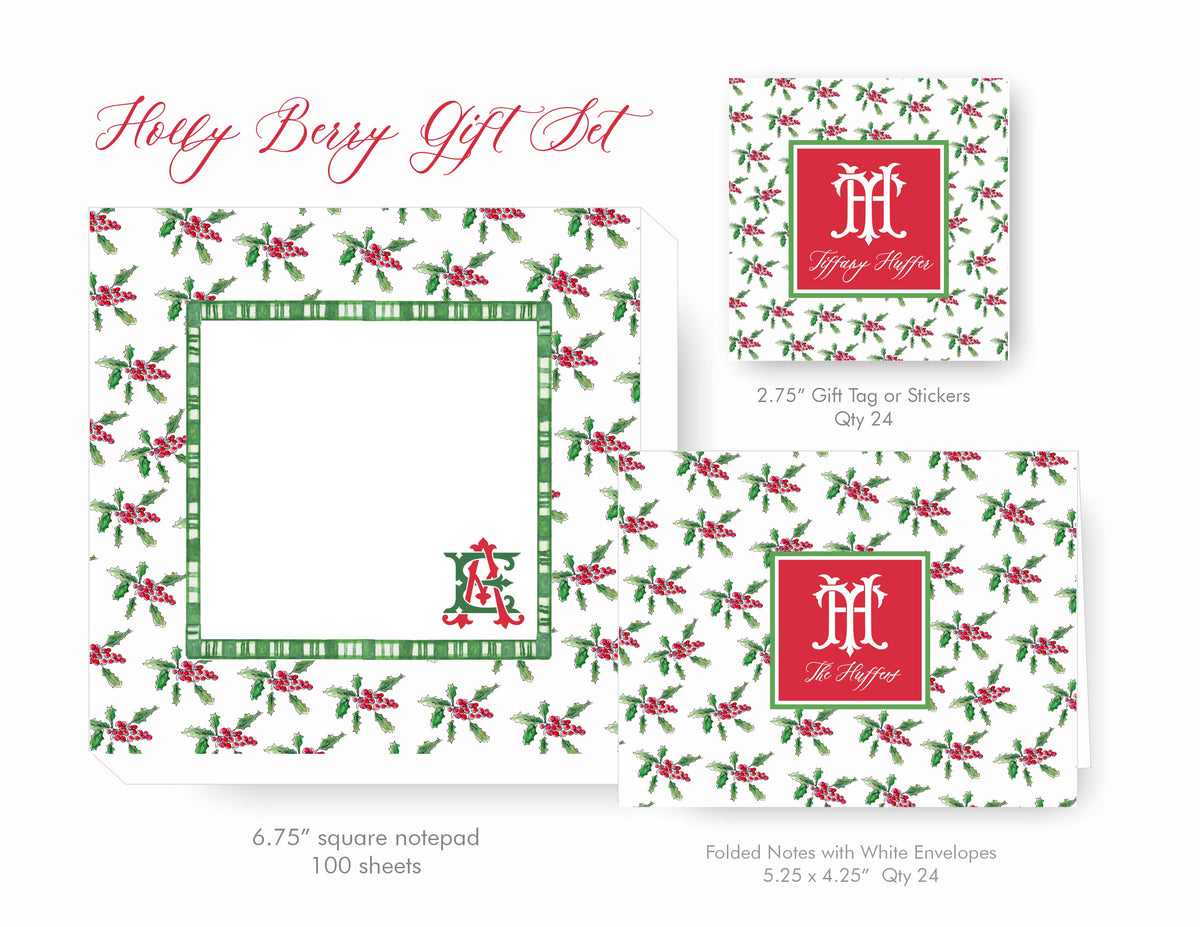 Holly Berry Stationery Set