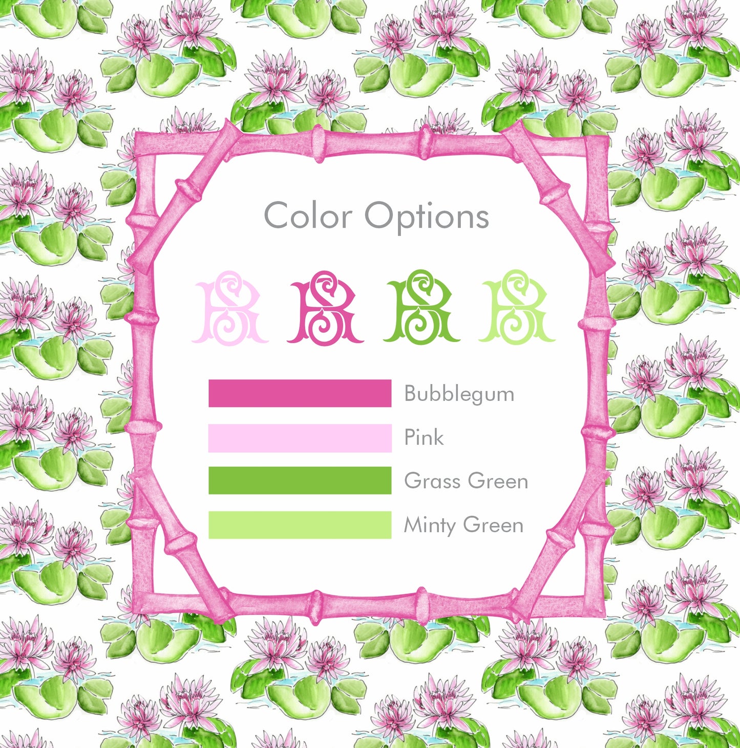 Water Lily Monogram Stationery Set