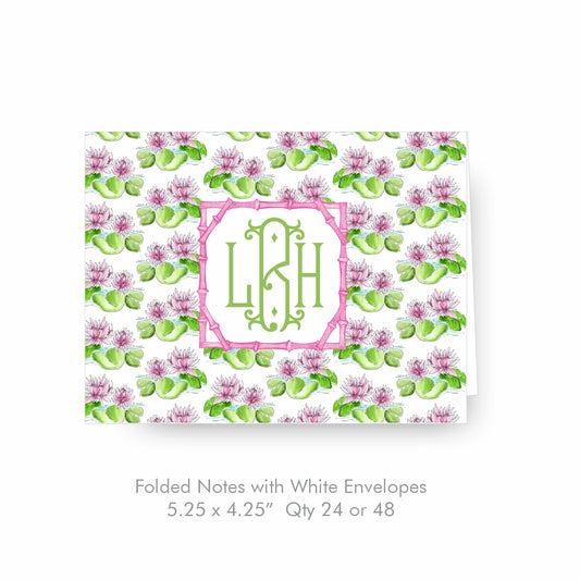 Water Lily Monogram Notecards