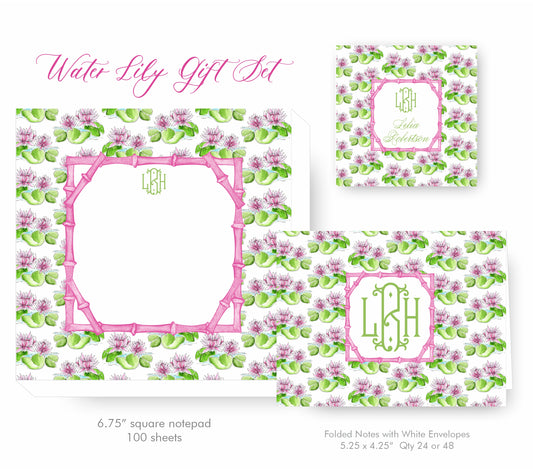 Water Lily Monogram Stationery Set