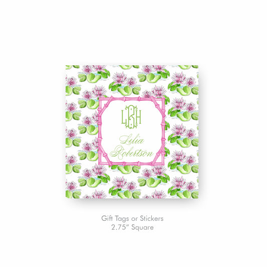 Water Lily Monogram Tag