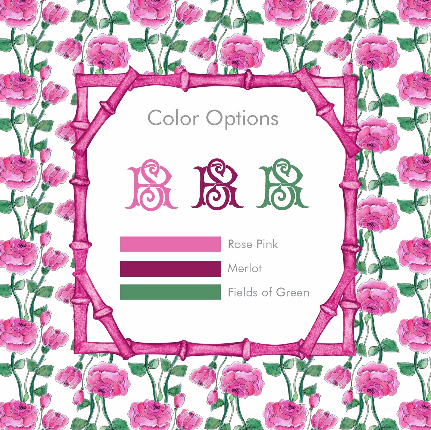 Rose Monogram Notecards