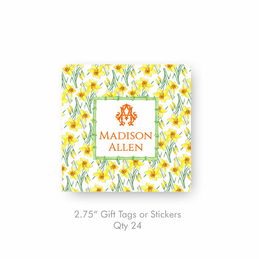 Daffodil Monogram Gift Tag