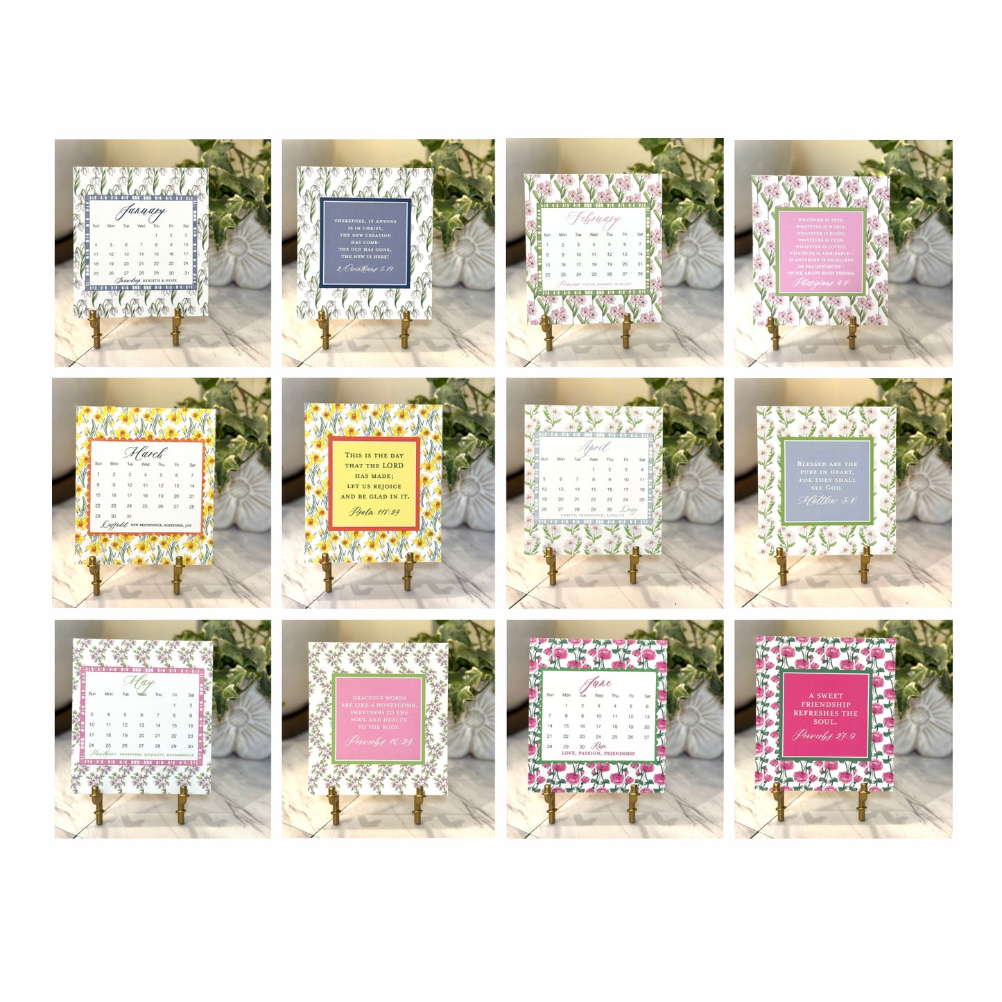 2026 Birth Flower Desk Calendar Gift Box