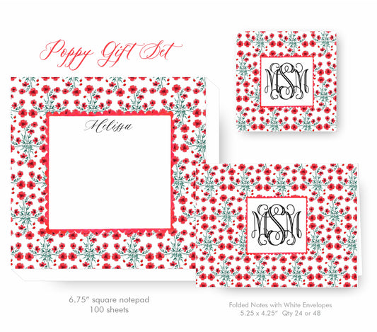 Poppy Monogram Stationery Set