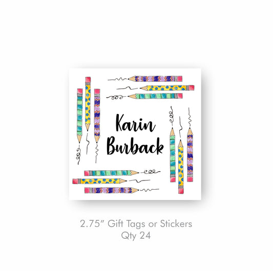 Pencil Pattern Gift Tags