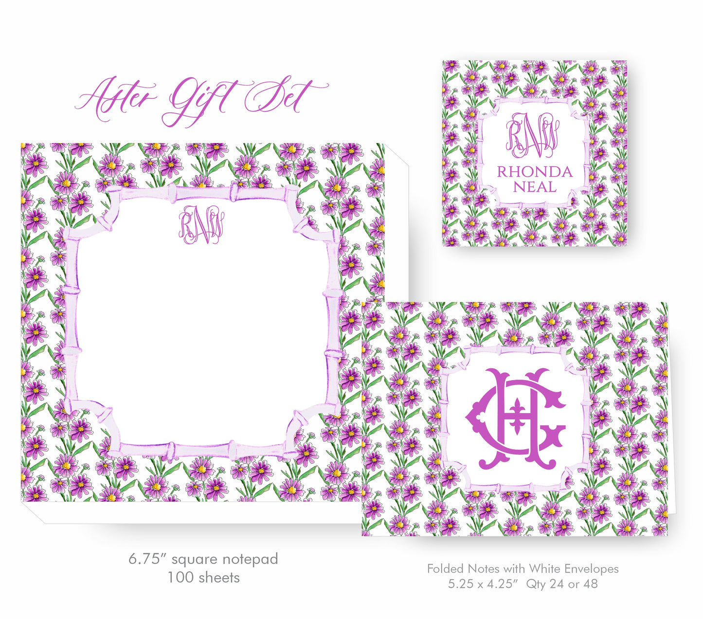 Aster Monogram Stationery Set
