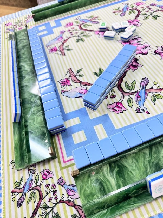 Songbird Mahjong Mat in Garden Green