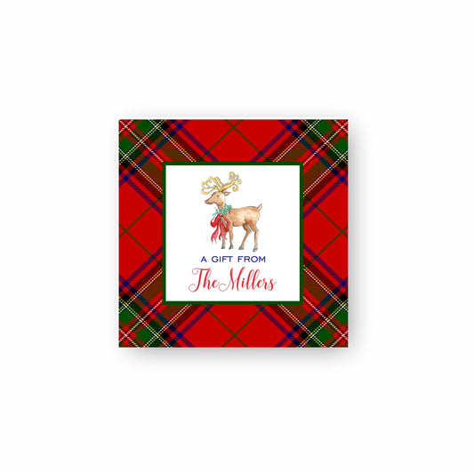 Reindeer Plaid Holiday Gift Tags