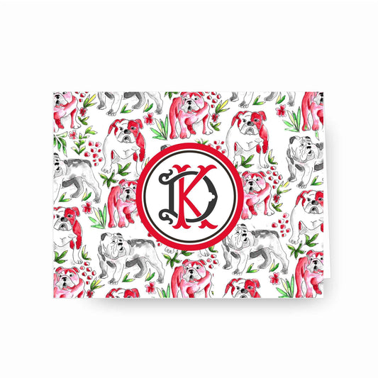 Bulldog Notecards, Red & Black