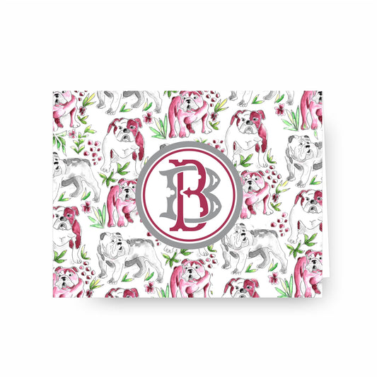 Bulldog Notecards, Maroon & White