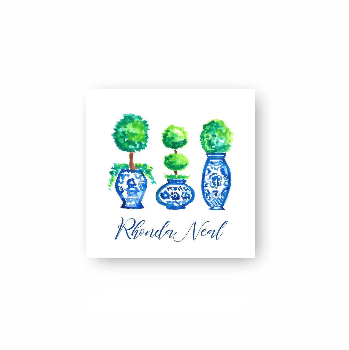 Blue Chinoiserie Topiary Trio Gift Tags