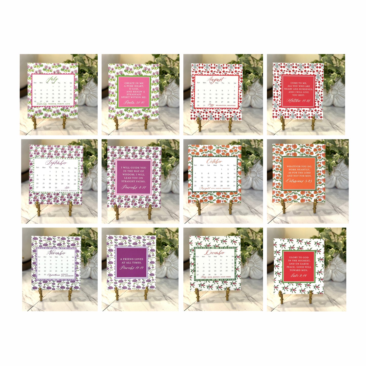 2026 Birth Flower Desk Calendar Gift Box